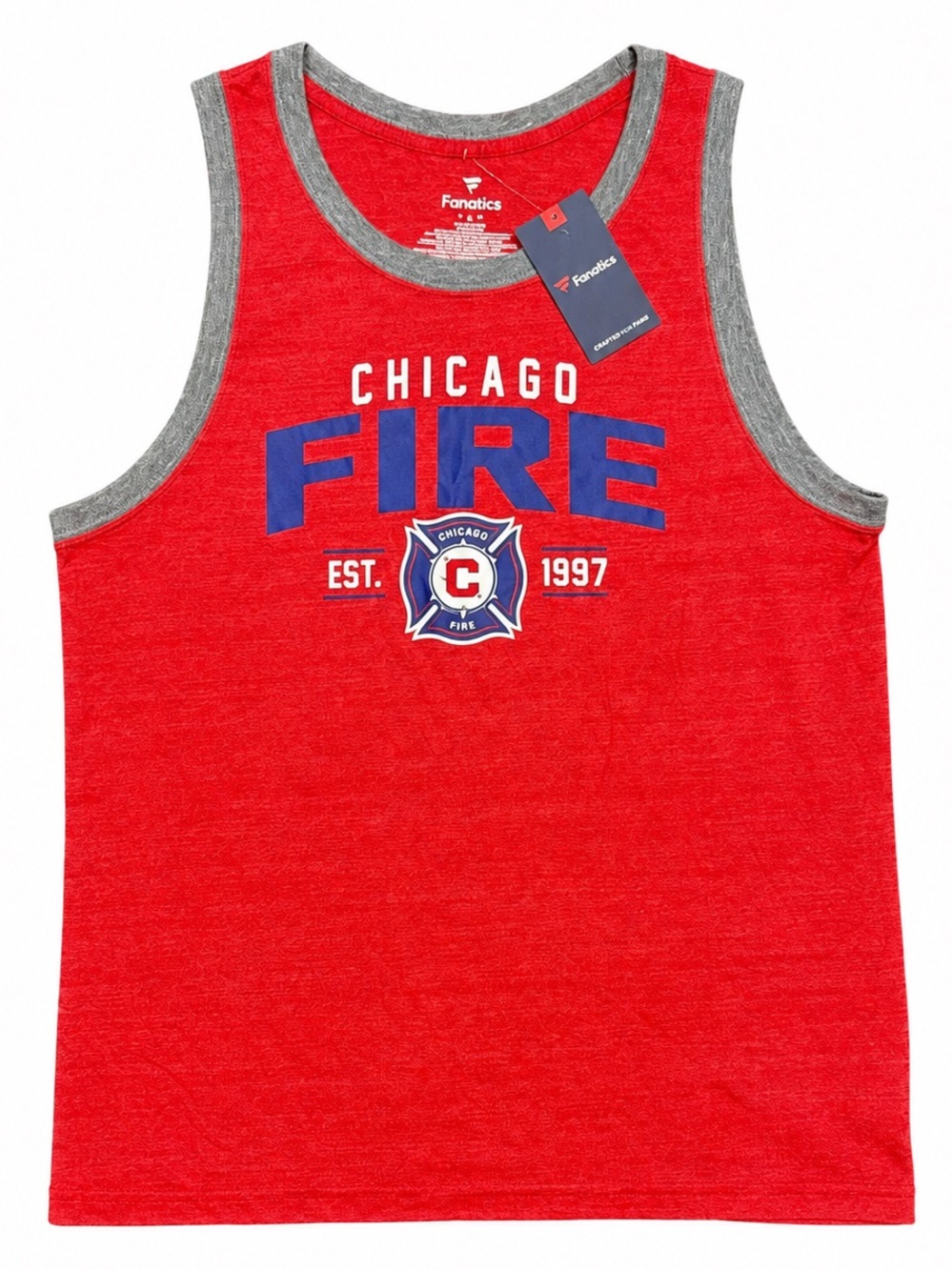 NWT Fanatics Chicago Fire Men’s Tank Top Red with Gray Trim